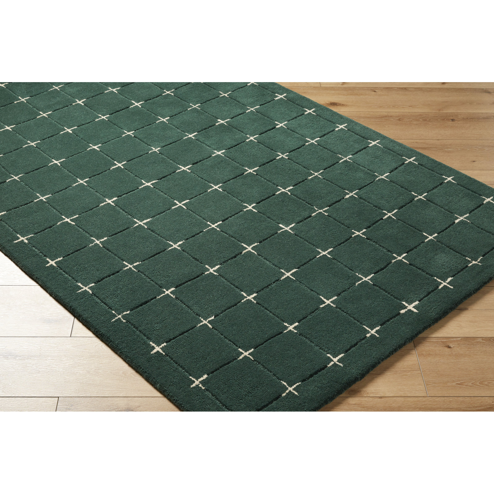 Mallory Green Hand Tufted Area Rug, Rectangle 6' x 9'