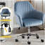Chaise d'appoint Chaise de loisirs moderne pour le bureau à domicile avec hauteur de velours réglable et roulettes réglables (Bleu clair)-21847473