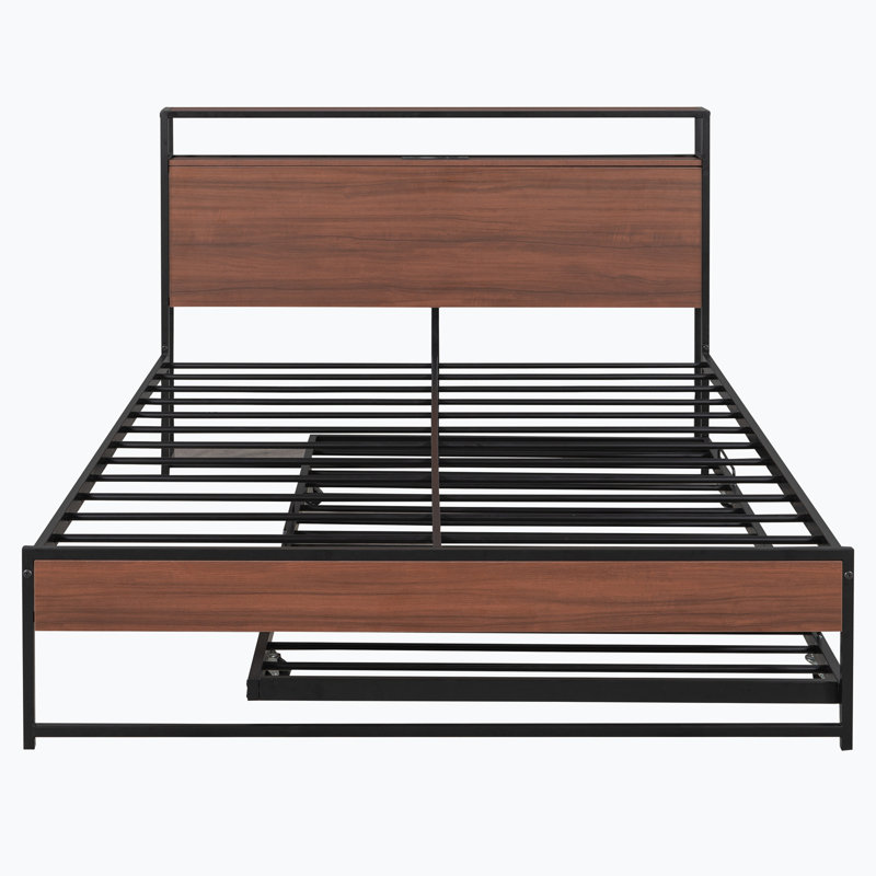 Modern Design Modern Metal Platform Bed Frame With Bed, Full, Black