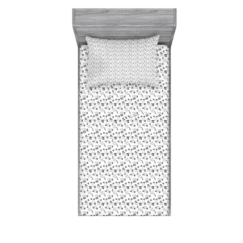 Microfiber Patterned Fitted Sheet, Twin Fitted Sheet with 1 Pillowcase