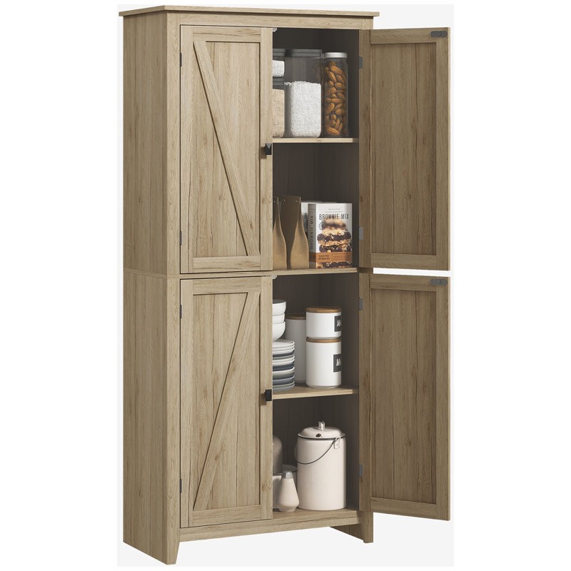72" Freestanding Kitchen Pantry, Buffet Cabinet, Natural