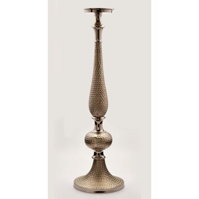 Metal Candlestick, Silver, 27" H x 4.75" W x 8" D