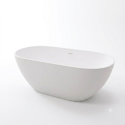 ADECAB 59'' x 29.5'' Modern Oval Freestanding Stone Resin Soaking Bathtub