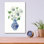 Art floral en verre «Floral Chinoiserie 1 Cobalt» par Danhui Nai