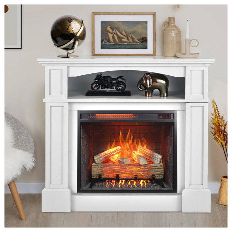 23 Inch Infrared  Heating Electric Fireplace Insert, With Log Set & Realistic Flame, Remote Control With Timer, Overheating Protection
