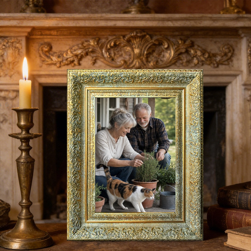 Cadre photo indémodable classique antique de 5 po x 7 po 1PC avec forme rectangulaire classique, Antique Gold, 1, 5" W x 7" H