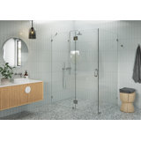 Halo 59 in. x 41 in. x 78 in. 90-degree Fully Frameless Glass Hinged Shower Enclosure