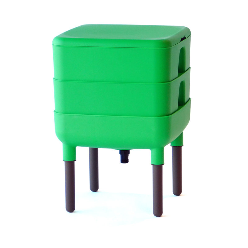 6 gallons Bac à vers en plastique avec couvercle verrouillable, Vert