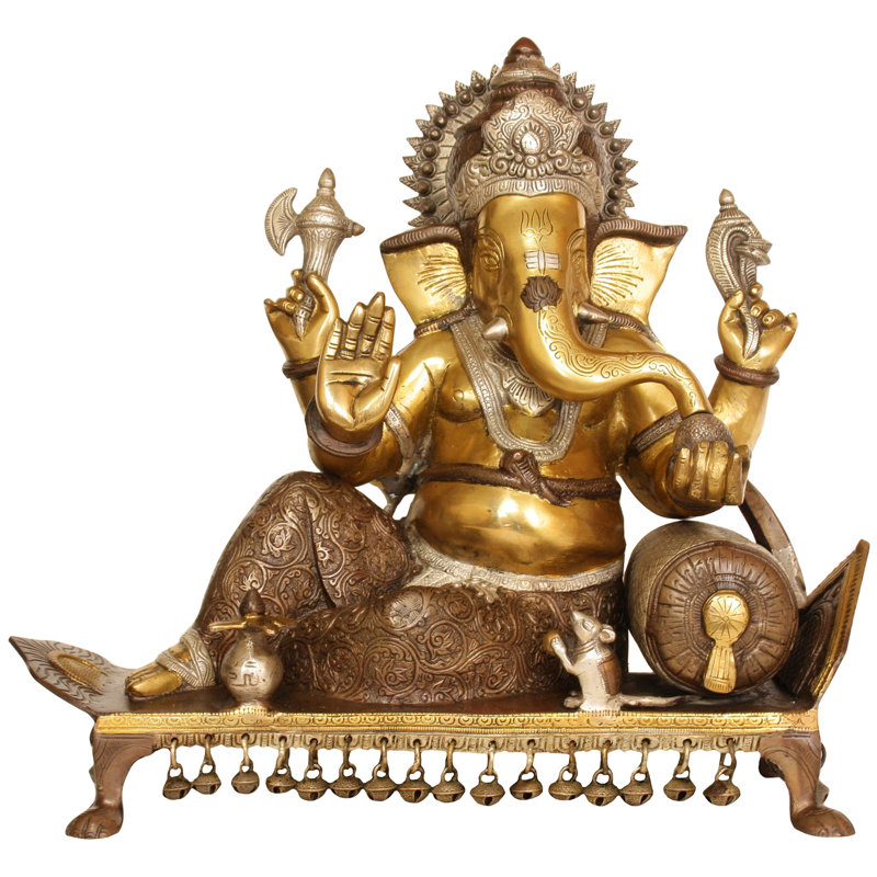 Figurine lord Ganesha assis sur Chowki