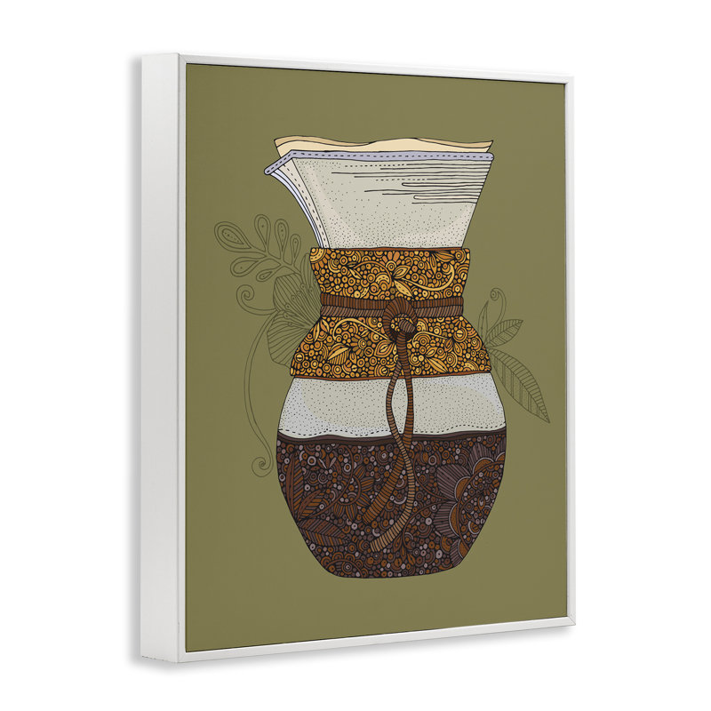 «Pour Over Coffee» par Valentina Harper, Estampe numérique encadrée blanc bord de mer, H 14 po x l 11 po