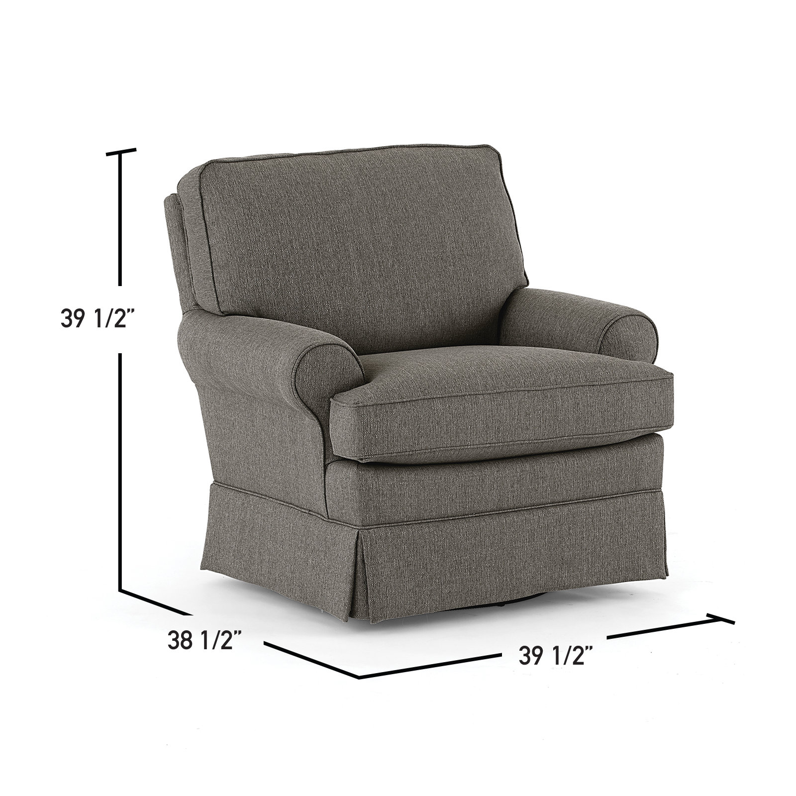 Upholstered Swivel Armchair, Slate-28563