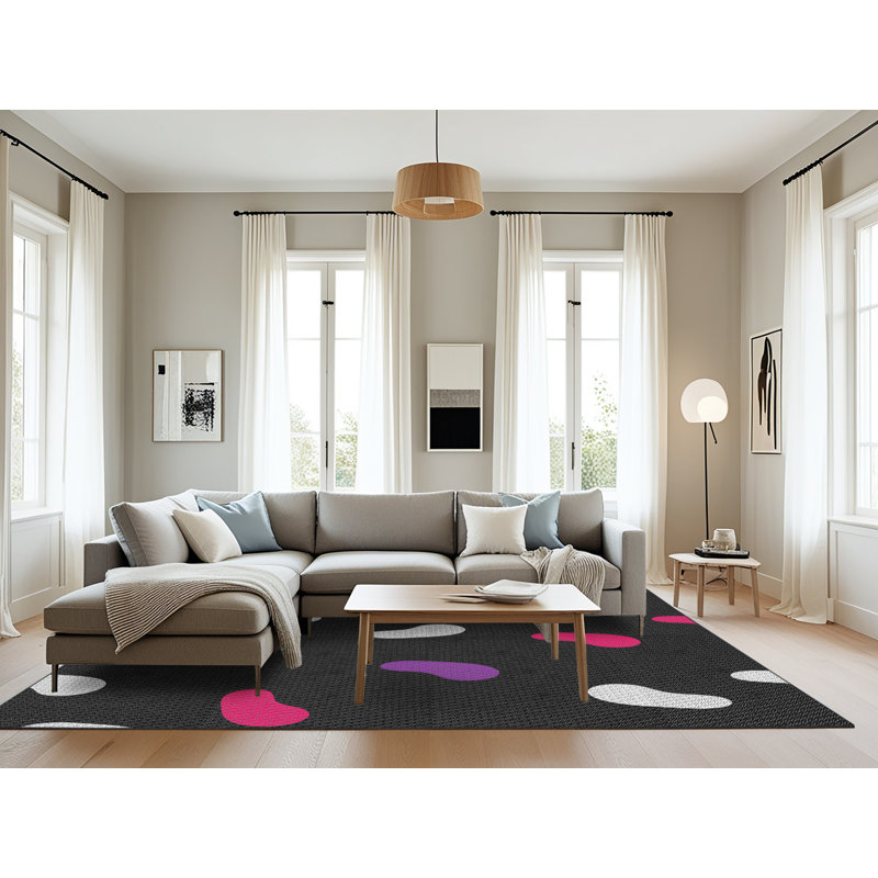 Tapis noir tissé à la machine, Rectangle 8 pi x 12 pi