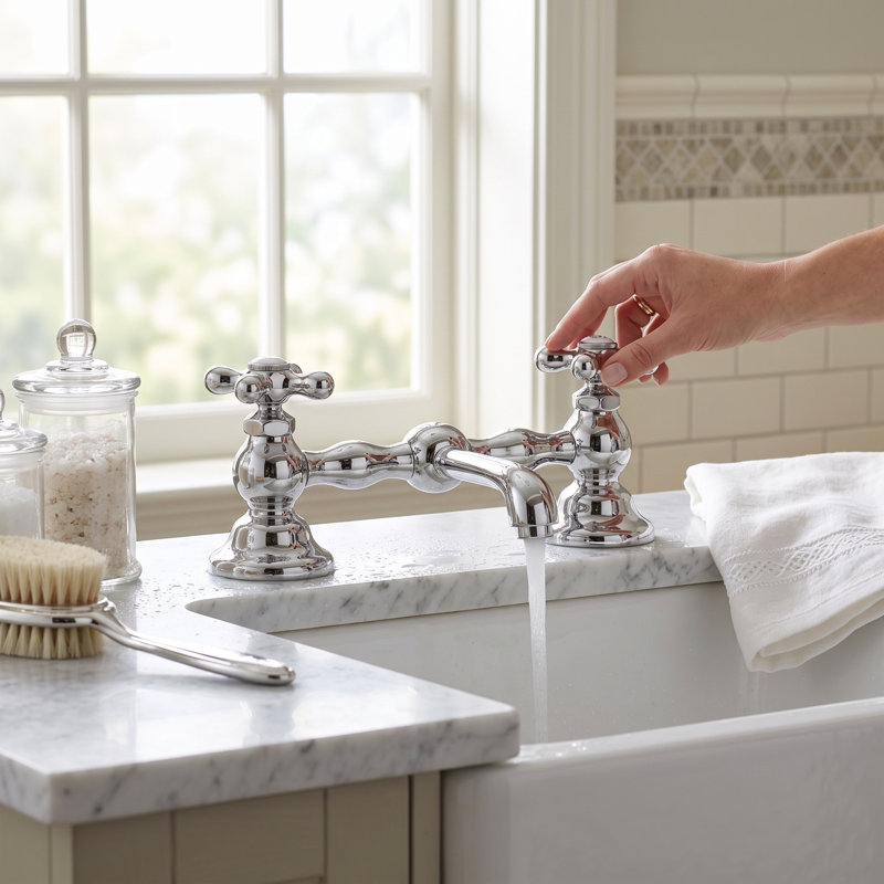 Robinet de lavabo droit Columbia Bridge par Strom Living, Nickel poli