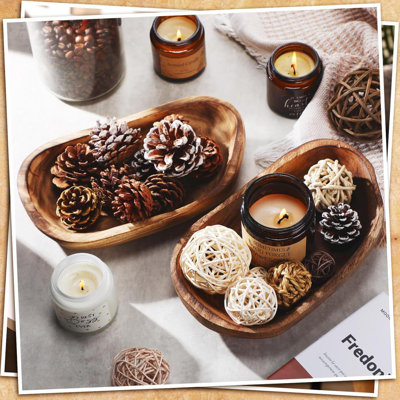 2 bols à pâte en bois pour décoration Oblong bol décoratif pour la maison Récipient à fruits pour la cuisine