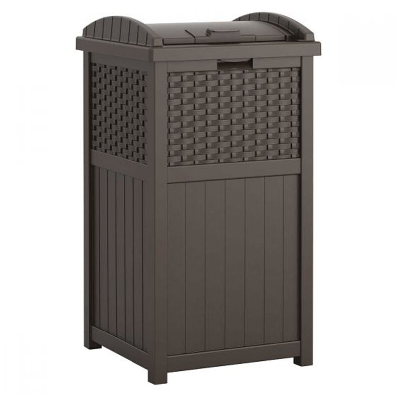 Resin Manual Lift Outdoor Trash/Recycling Bins - 33 Gallons, Black