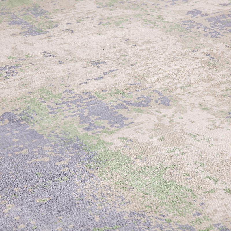 Midhurst Hand Woven Silky Green/Grey Area Rug, Rectangle 160 x 230cm