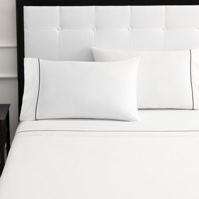 kate spade new york Dot Queen Sheet Set, 300 Thread Count and 100% Cotton, All Season 4 Piece Bedding Set, White and Green