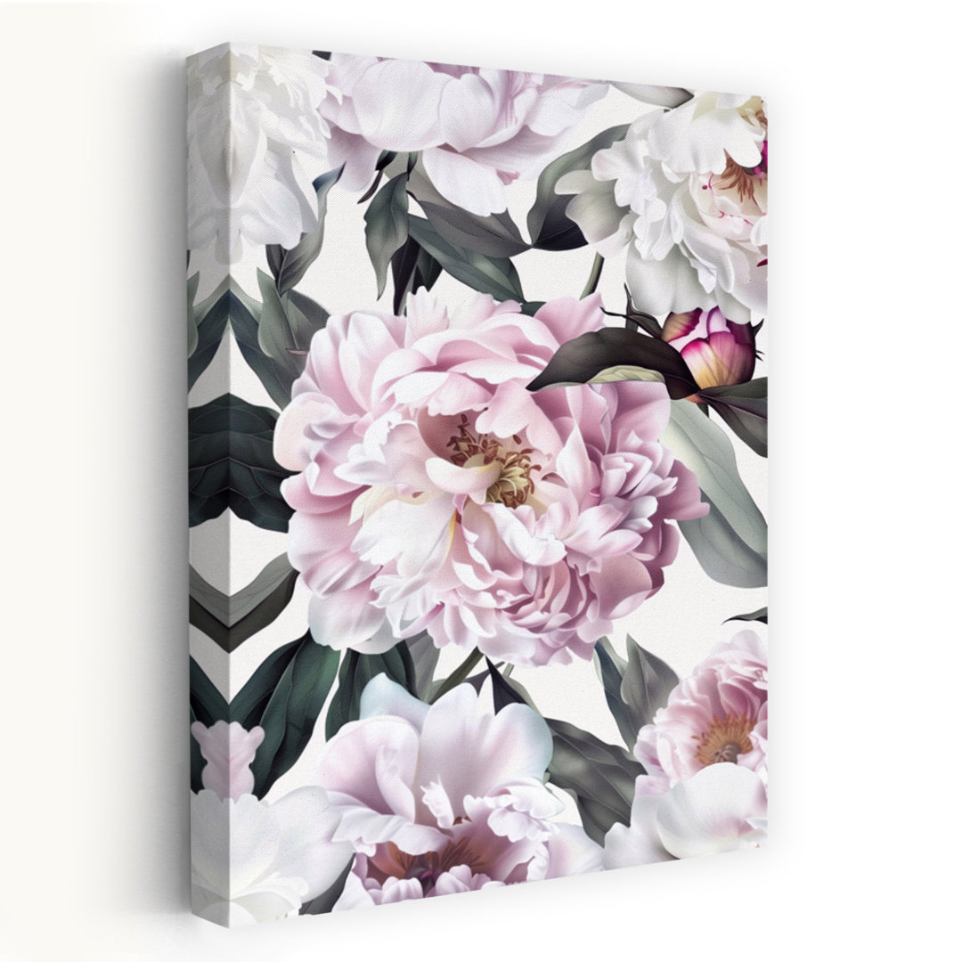 Blushing Peony Blooms Delicate Elegant Romantic Peony Flower Nature Wall Art Print