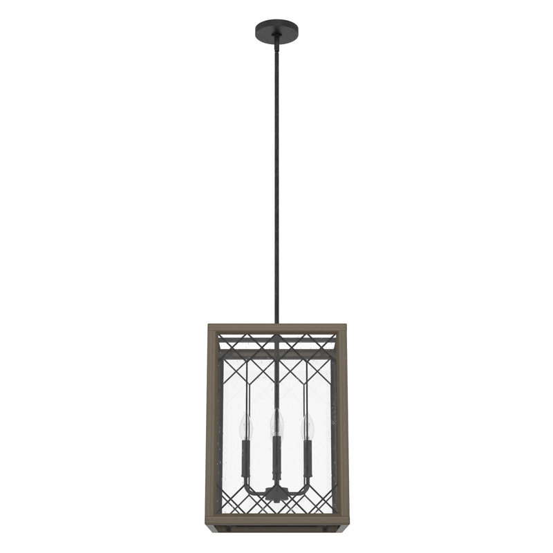 Chevron 4 - Light Square Pendant, Medium, Rustic Iron
