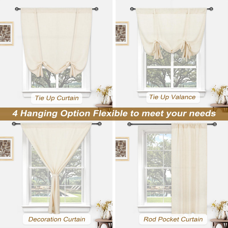 Rideau semi-transparent Merissa, L 39 po x L 55 po, Beige