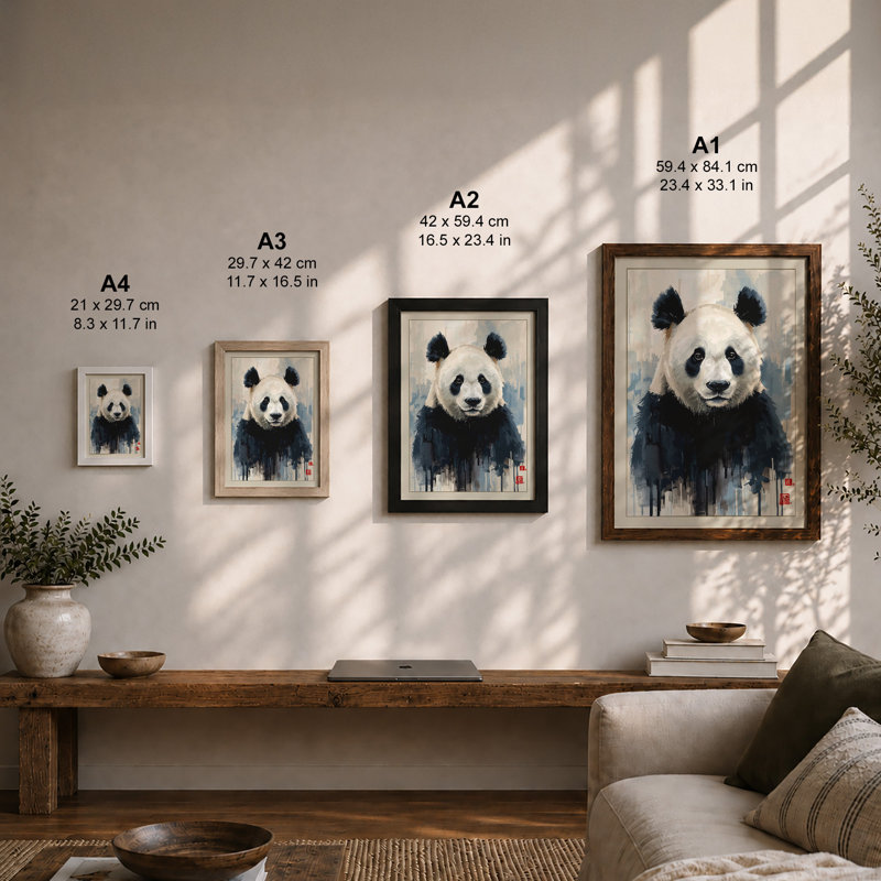 Panda With Paint Drips Modern - Print, Unframed, A2 - 59.4 x 42.0 cm