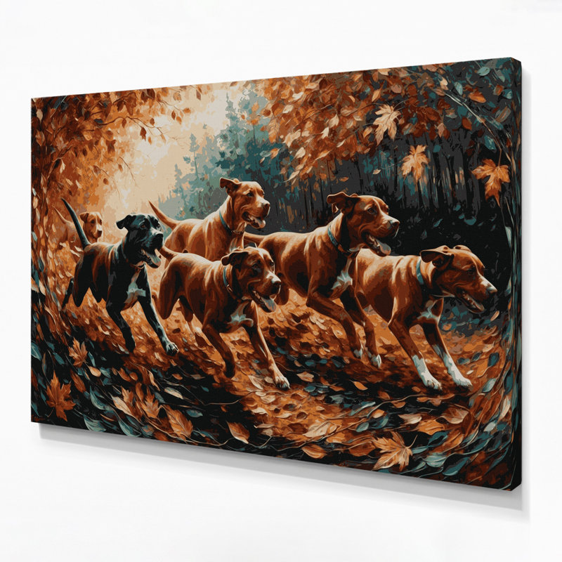 Chiens, art mural sur toile noire Podengo, H 12 po x l 18 po