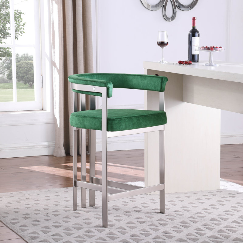 Tabouret de comptoir court 26 po Marcello, Velours vert