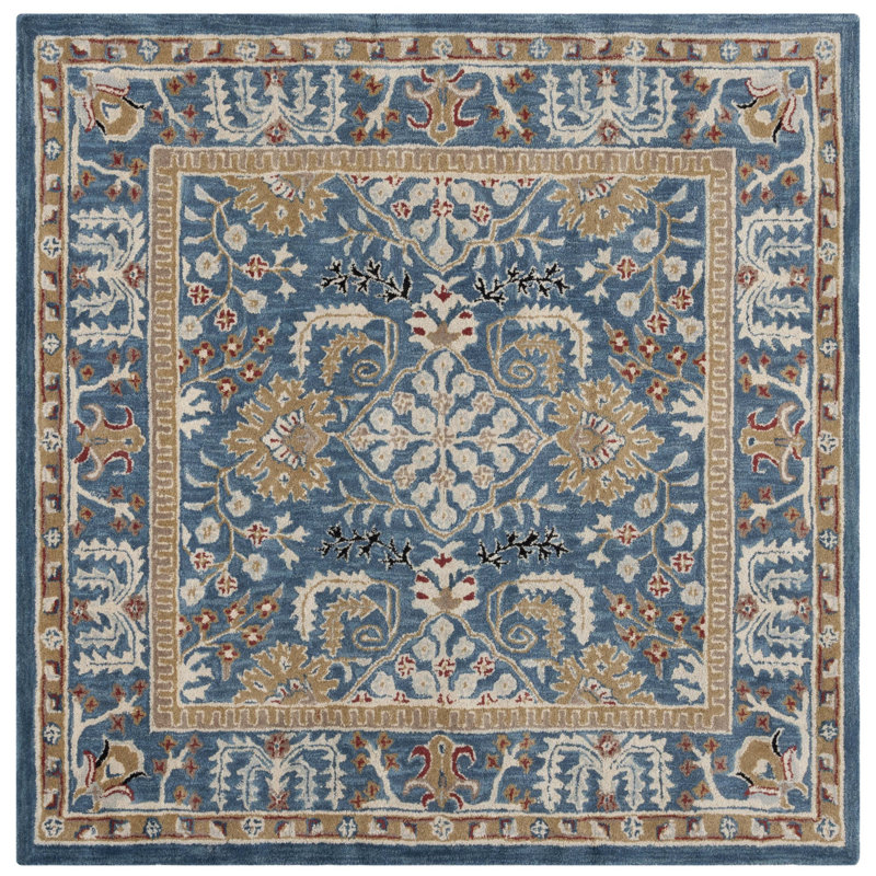 Antiquity Hand-Tufted Dark Blue Area Rug, Rectangle 8' x 10'