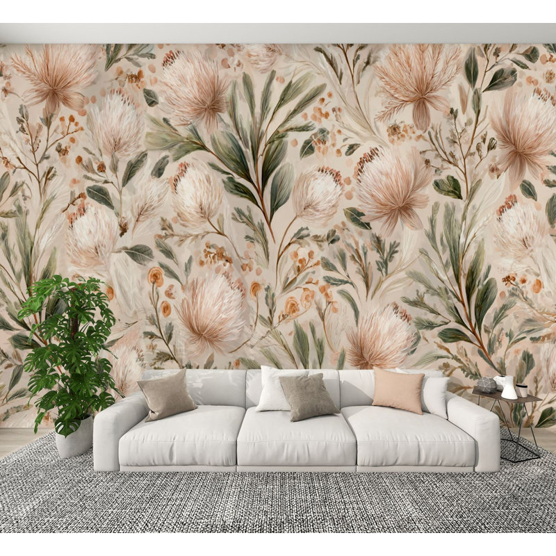Papier peint pelez et collez Botanical Vintage Wildflower, L 144 po x l 100 po