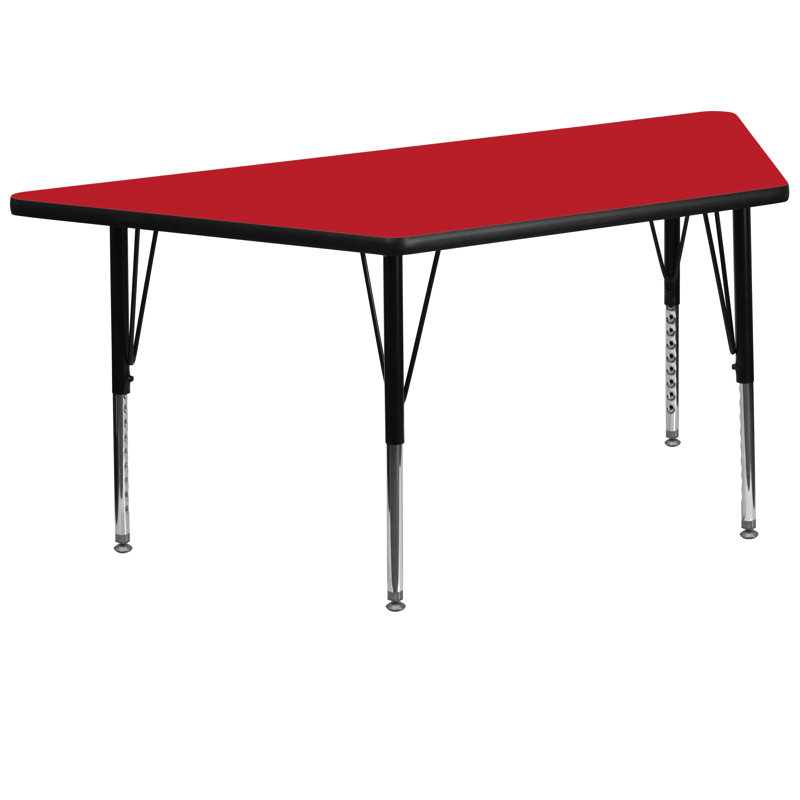 Table d'activité trapézoïdale et stratifiée avec pieds réglables en hauteur, L 29 po x P 57 po, Rouge