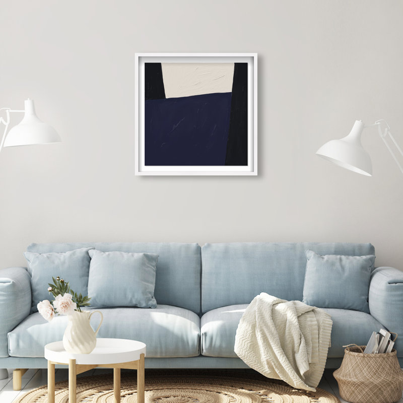 In Blue II Shadowbox Abstract Print by Oliver Gal, Black Frame, 12 x 12, 25.5"H x 25.5"W, White Shadowbox