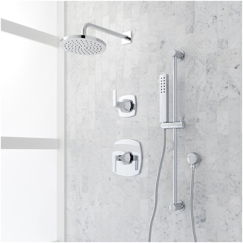 Sefina Pressure Balance Shower System with Slide Bar and Hand Shower - Chrome, Chrome