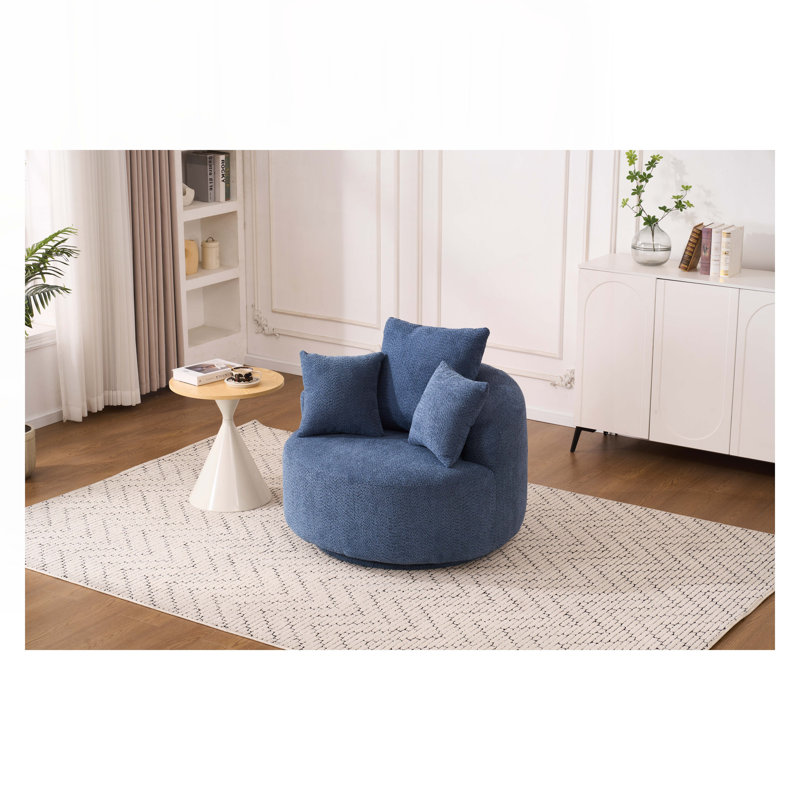 Fauteuil demi-tonneau pivotant, Chenille bleu