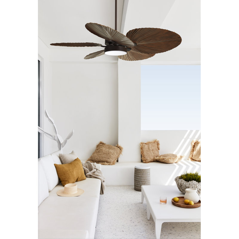 52" Outdoor Indoor/Outdoor Ceiling Fan with Light and Remote, Rustic Wood Ceiling Fan with Lights, Damp Rated, Energy Efficient DC Motor