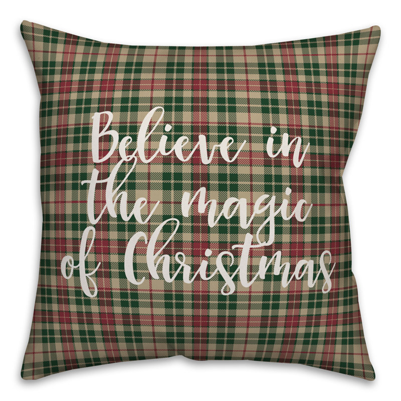  Coussin décoratif «Believe in the Magic of Christmas in Tartan», Housse de coussin