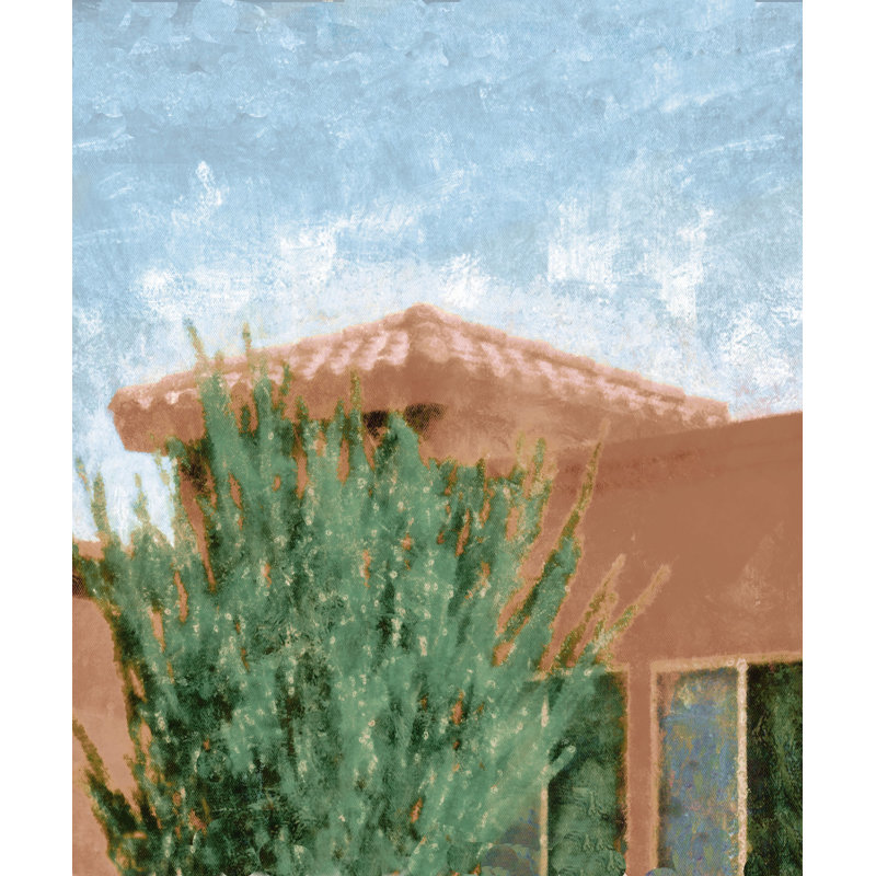 Desert Plant House - Painting Print, 46 cm H x 30 cm W, Black Floater Framed