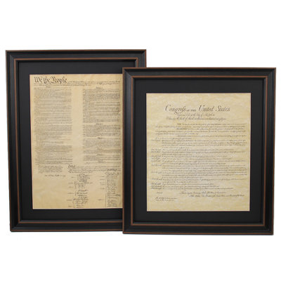 United States Constitution and Bill of Rights | Framed Textual Art Print on Antique Parchment