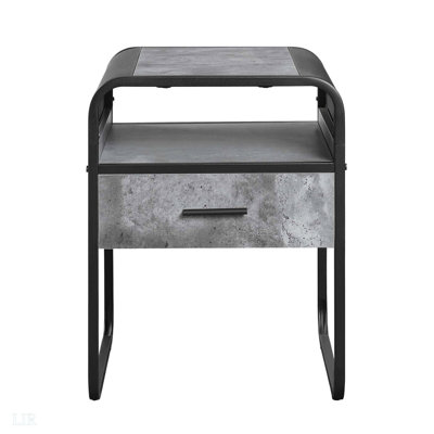 Table de bout en métal avec un tiroir et une table de bout