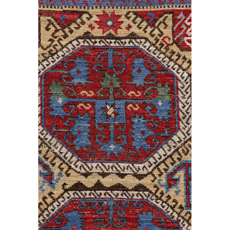 Burano Hand Knotted Wool Geometric Area Rug, Square 4'
