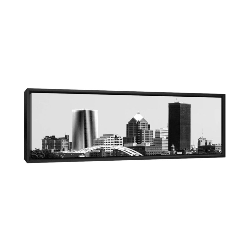 « rochester horizon cityscape », reproduction de photo sur toile, H 12 po x l 36 po x P 1,5 po, Cadre noir