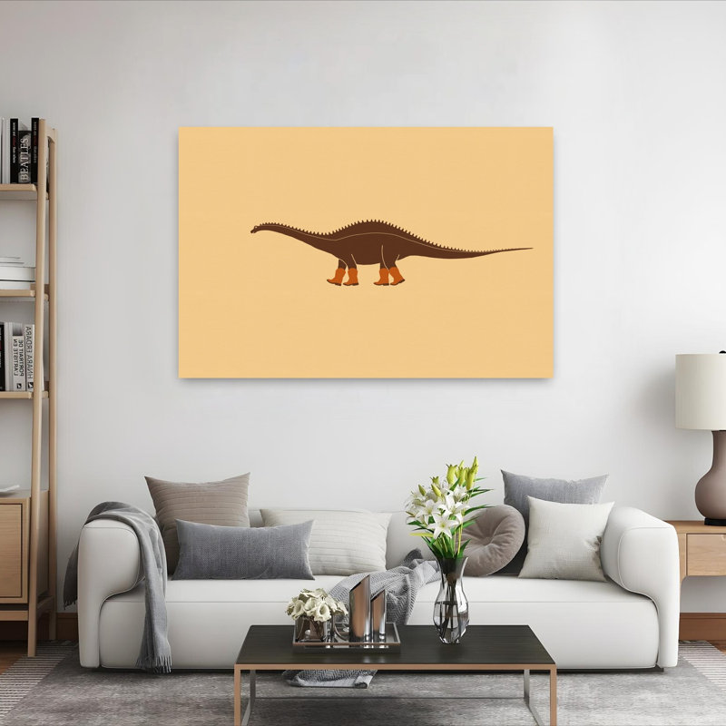 Rebbachisaurus Reba the Cowgirl Dinosaur Texture Contemporary Wall Art Print 1 Piece Wrapped Canvas Wall Art