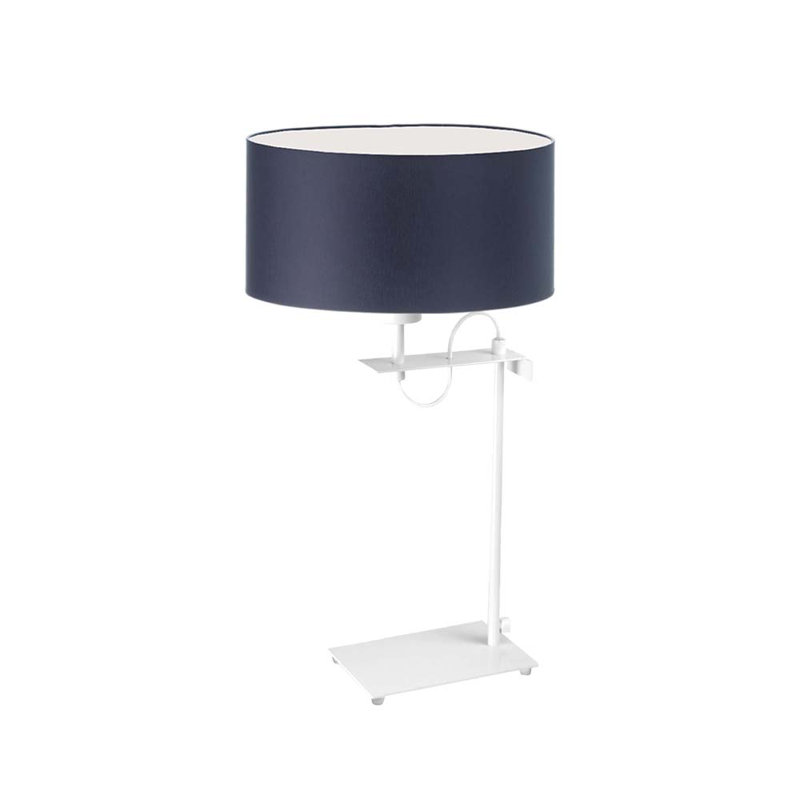 Arlena Metal Desk Lamp, White, Navy Blue