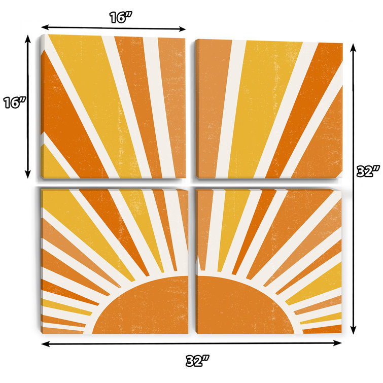 Corrigan Studio® Minimalist Bright Shining Orange Sun Rays II Modern Canvas  Wall Art Print Piece Set Wayfair