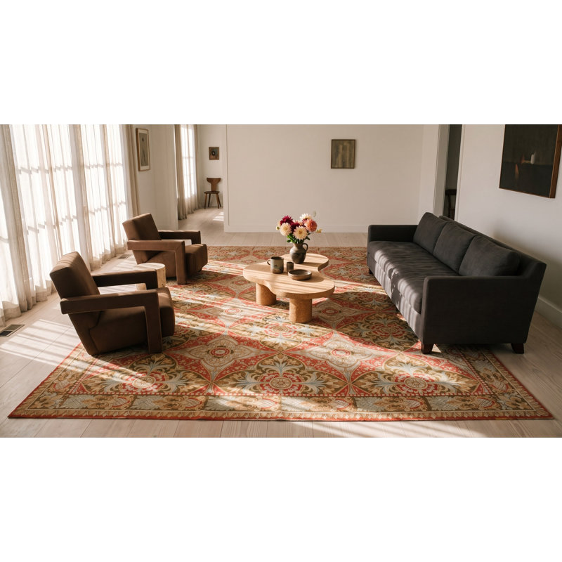 Antique Large Allover Floral Flat Weave Rug