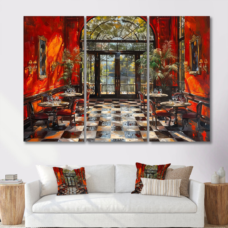 Country Club Hallway Elegance - Ensemble de décorations murales Country Club, Canevas, H 32 po x l 48 po x P 1 po