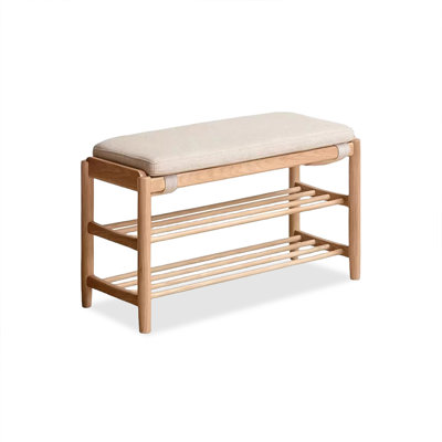 100% Polyester Upholstered Burlywood Solid Wood Bench