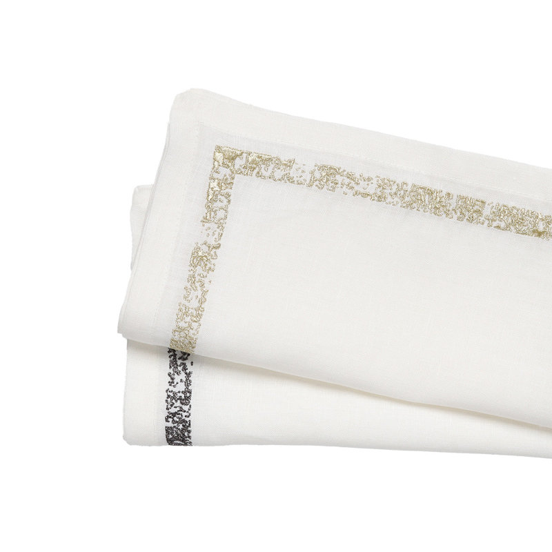 Impression Napkin, White/Gold