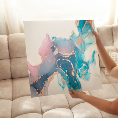 Abstract Cyan Dreams Modern Unframed Art Print