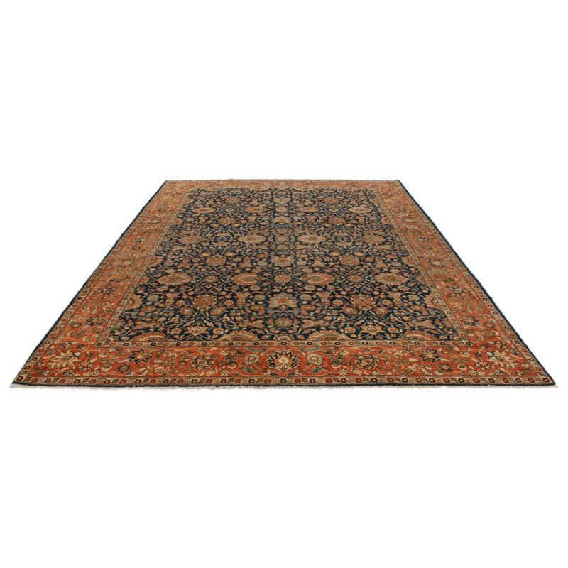 Tapis traditionnel bleu marine et rouille 9 x 12