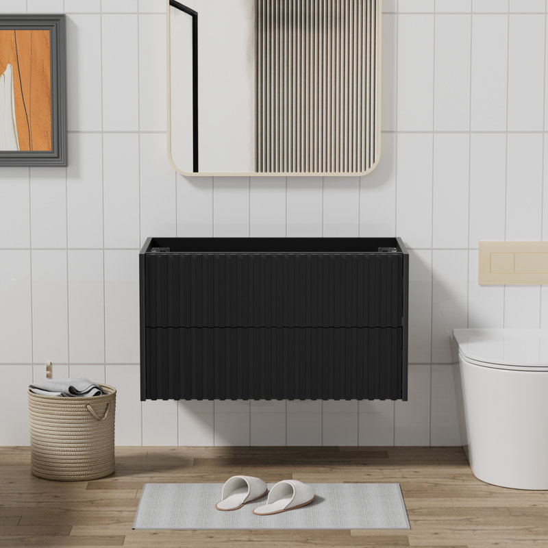 36" Single Bathroom Vanity Base Only, Floating Cabinet without Sink Top, Black